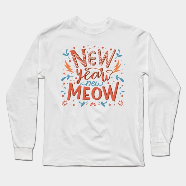 New year new meow Long Sleeve T-Shirt by Ridzdesign